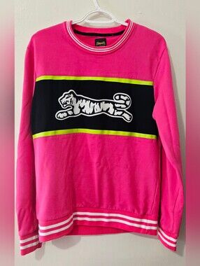 Le Tigre Hot Pink Crewneck Sweatshirt with White Stripe Accents
